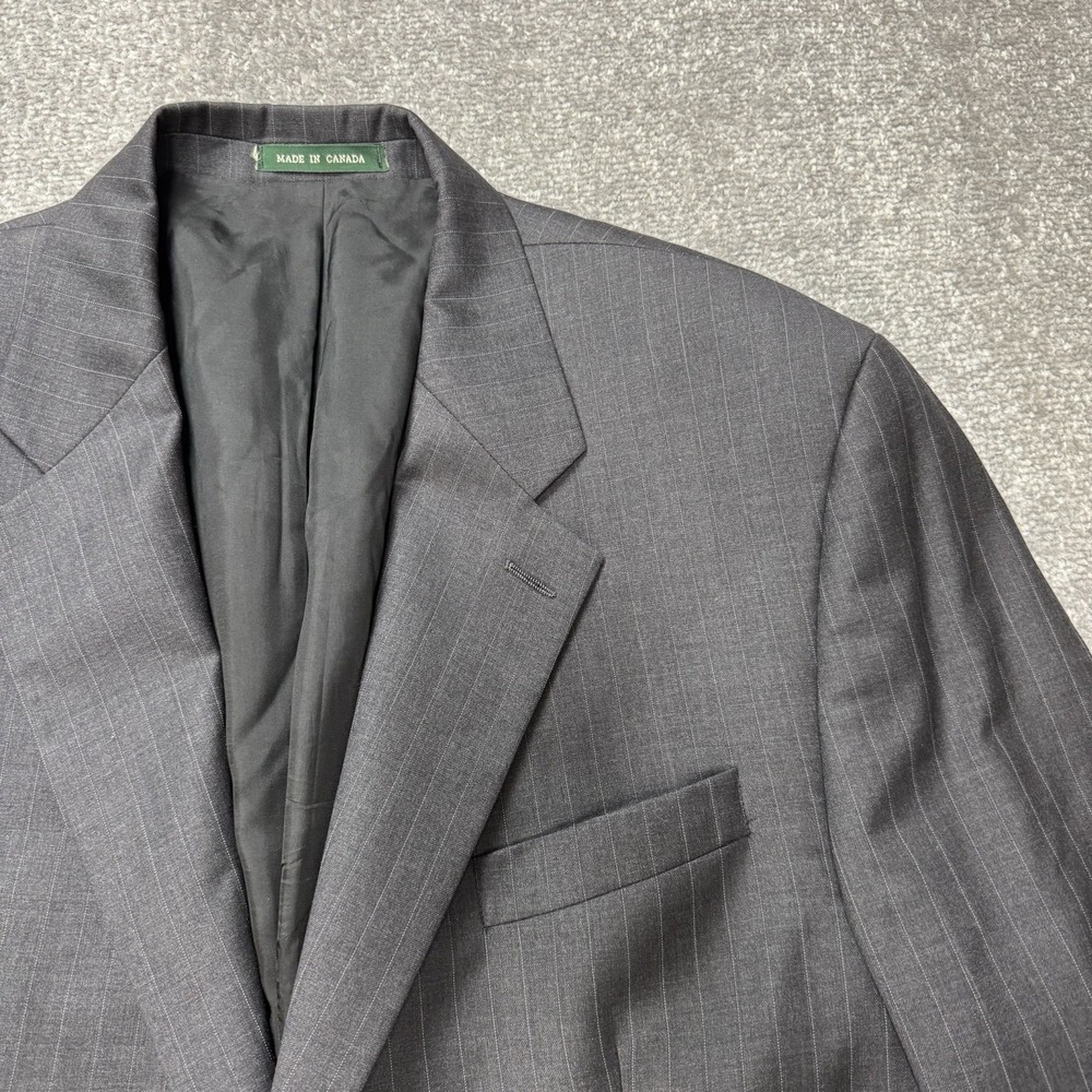 Lauren Ralph Lauren Wool Suit Jacket Blazer Gray Pin Stripe 45R